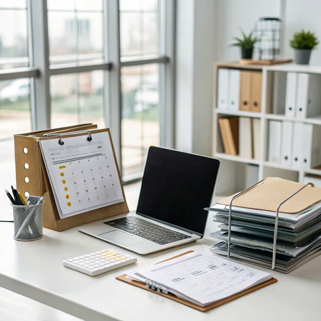 Professional workspace with business documents